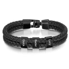 Three beads bracelet black / 21.5cm