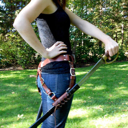 Medieval Warrior PU Leather Belt Double Sword Set