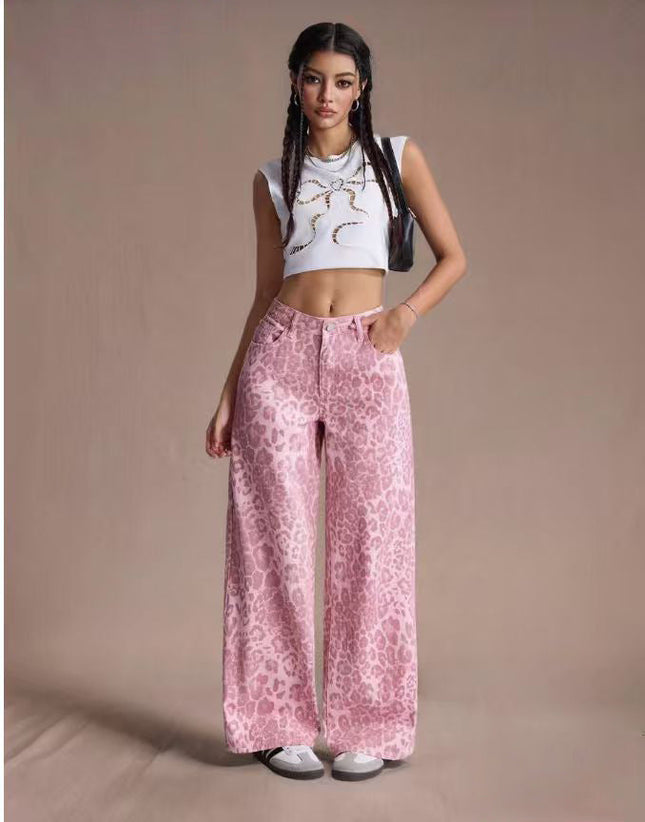 Female Loose Fit Straight Loose Wide Leg Jeans