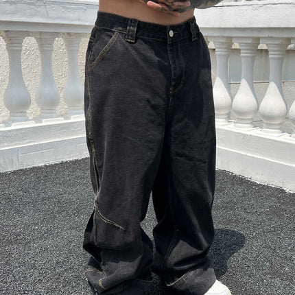 Solid Color Casual Jeans Retro Straight-leg Pants