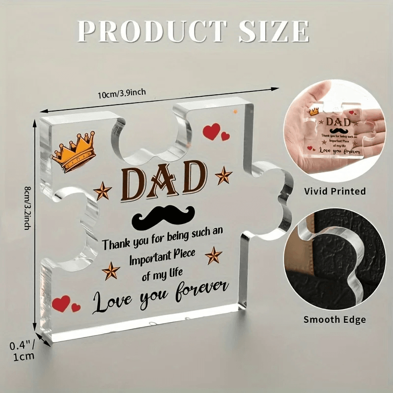 Acrylic Plaque Birthday Gift for Dad from Daughter or Son Unique Keepsake for Father