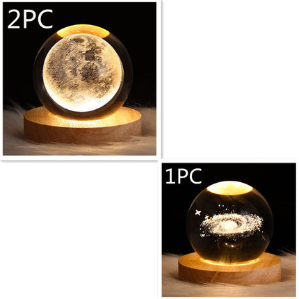 Luminous Starry Sky And Planets Moon Moon Crystal Ball Small Night Lamp Projection Ambience Light Creative Gift New Strange Gift