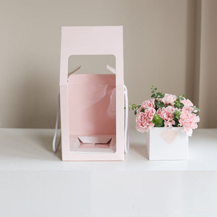 Single-sided Window Pvc Transparent Square Portable Flower Gift Box