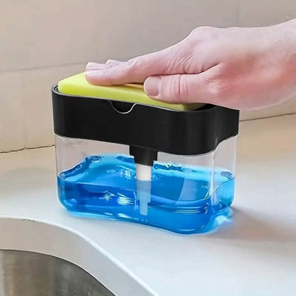 Dish Soap Dispenser and Sponge Holder Metallic Silver