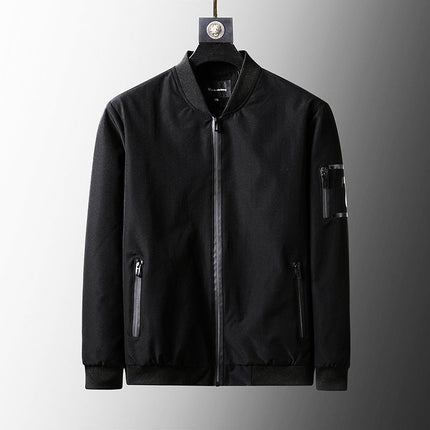 BLACK  Plus Size Loose Clothes Men's Stand-up Collar Jacket