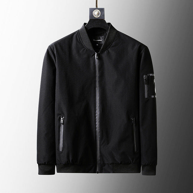 BLACK  Plus Size Loose Clothes Men's Stand-up Collar Jacket