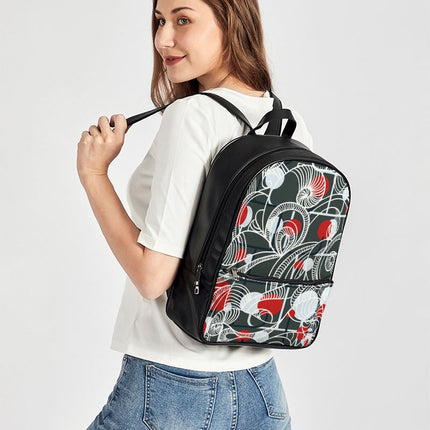CREATIVE RED AND BLACK SWIRLS CREATED BY FLIPSTYLEZ Classic Faux Leather Backpack