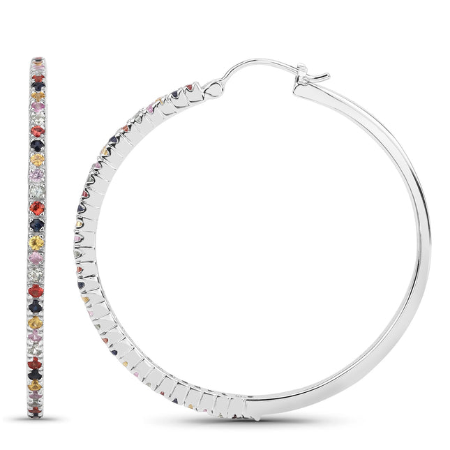 2.24 Carat Genuine Multi Sapphire .925 Sterling Silver Earrings