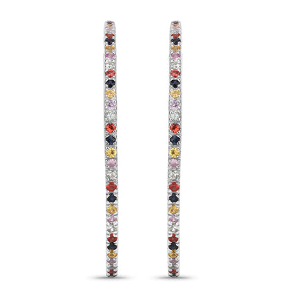 2.24 Carat Genuine Multi Sapphire .925 Sterling Silver Earrings