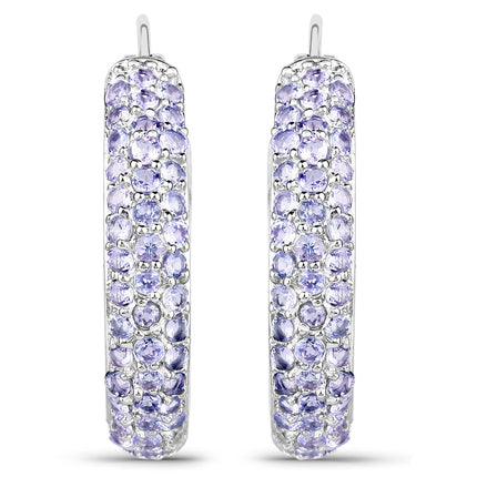 3.06 Carat Genuine Tanzanite .925 Sterling Silver Earrings