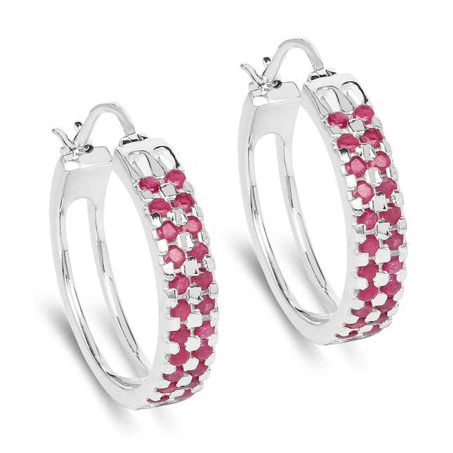 2.20 Carat Genuine Ruby .925 Sterling Silver Earrings