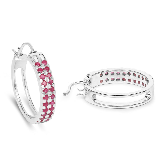 2.20 Carat Genuine Ruby .925 Sterling Silver Earrings