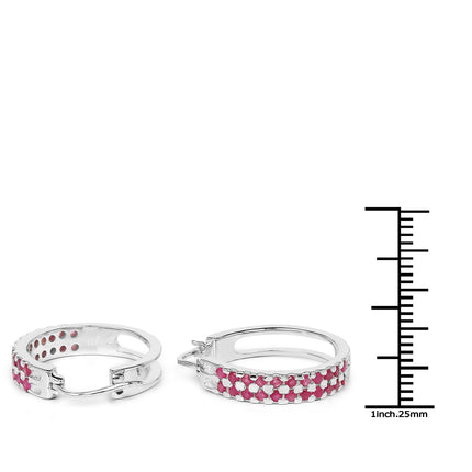 2.20 Carat Genuine Ruby .925 Sterling Silver Earrings