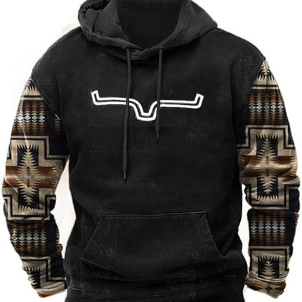 Native buffalo Printed winter Hoodie Men's fashion