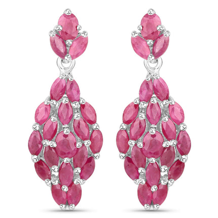 4.12 Carat Genuine Ruby .925 Sterling Silver Earrings