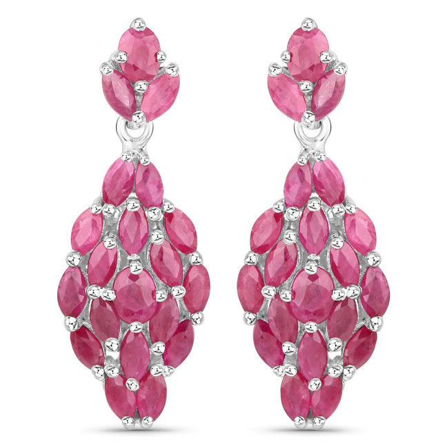 4.12 Carat Genuine Ruby .925 Sterling Silver Earrings