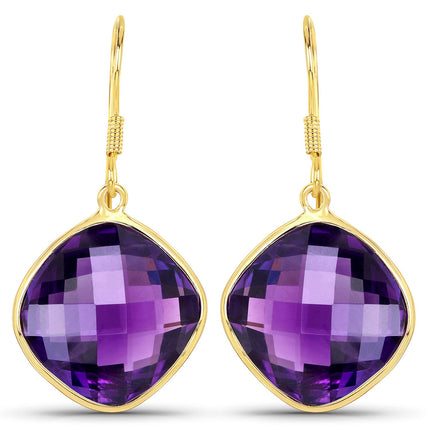 24.60 Carat Genuine Amethyst .925 Sterling Silver Earrings