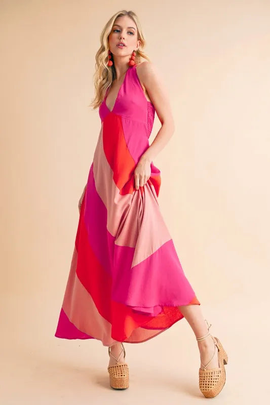Aemi+Co Color Block Sleeveless Maxi Dress