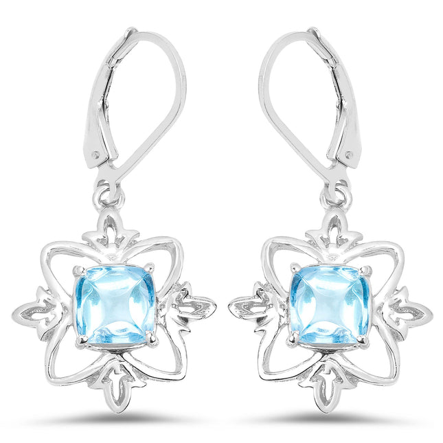 5.30 Carat Genuine Swiss Blue Topaz .925 Sterling Silver Earrings