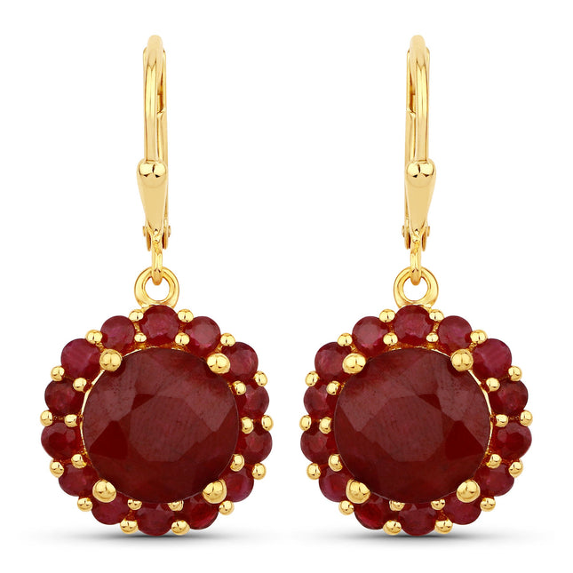 11.37 Carat Dyed Ruby and Ruby .925 Sterling Silver Earrings