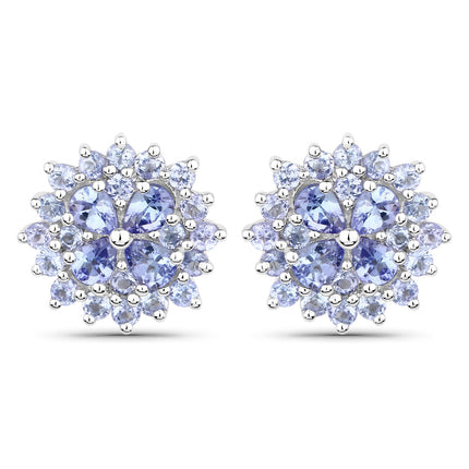 2.52 Carat Genuine Tanzanite .925 Sterling Silver Earrings