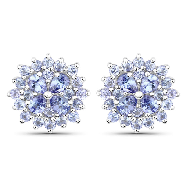 2.52 Carat Genuine Tanzanite .925 Sterling Silver Earrings
