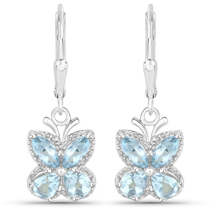 2.60 Carat Genuine Blue Topaz .925 Sterling Silver Earrings