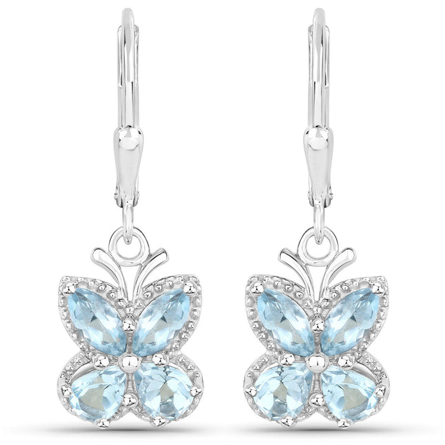 2.60 Carat Genuine Blue Topaz .925 Sterling Silver Earrings