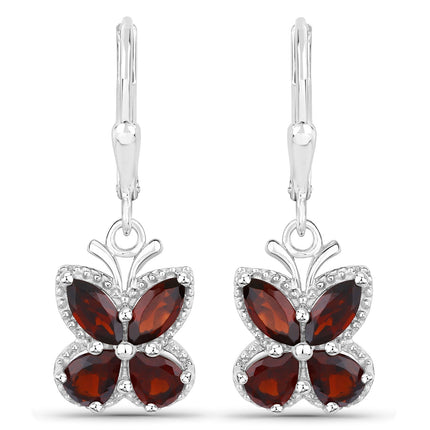 2.60 Carat Genuine Garnet .925 Sterling Silver Earrings