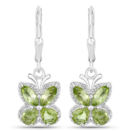 2.28 Carat Genuine Peridot .925 Sterling Silver Earrings