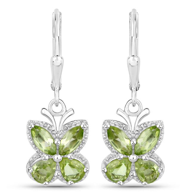 2.28 Carat Genuine Peridot .925 Sterling Silver Earrings