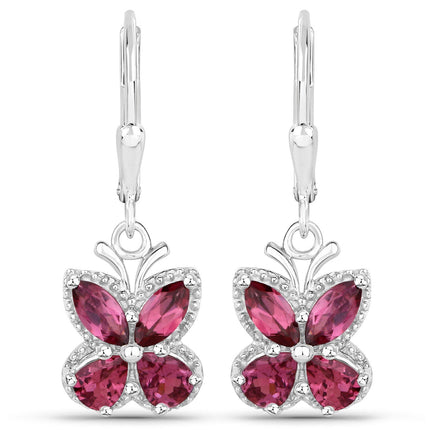 2.52 Carat Genuine Rhodolite Garnet .925 Sterling Silver Earrings