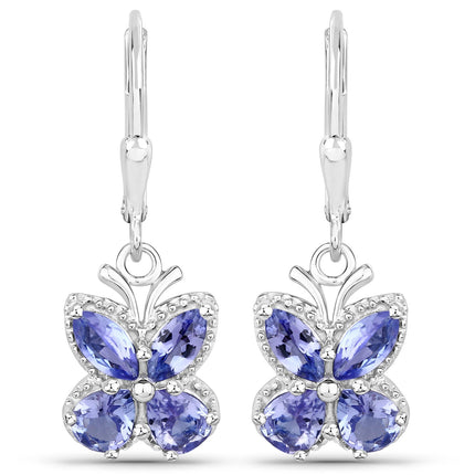 2.08 Carat Genuine Tanzanite .925 Sterling Silver Earrings