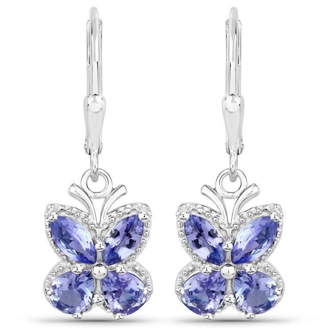 2.08 Carat Genuine Tanzanite .925 Sterling Silver Earrings
