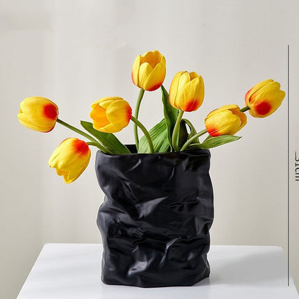 Light Luxury Electroplated Ceramic Fold Kettle Cup Vase Decoration