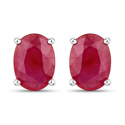 1.70 Carat Genuine Ruby 14K White Gold Earrings