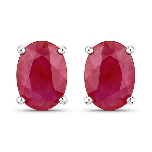 1.70 Carat Genuine Ruby 14K White Gold Earrings