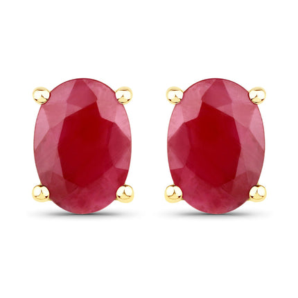 1.70 Carat Genuine Ruby 14K Yellow Gold Earrings