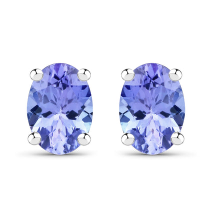 1.50 carat Genuine Tanzanite .925 Sterling Silver Earring