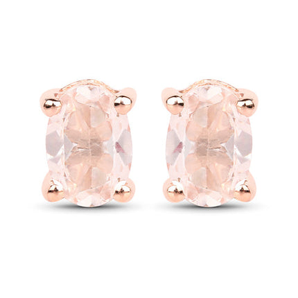 18K Rose Gold Plated 0.80 Carat Genuine Morganite .925 Sterling Silver Earrings