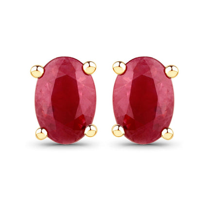 0.96 Carat Genuine Ruby 14K Yellow Gold Earrings