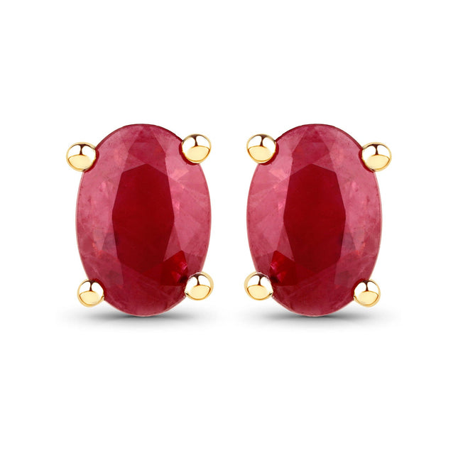 0.96 Carat Genuine Ruby 14K Yellow Gold Earrings