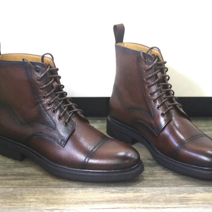 New Black Round Toe Formal Men's Leather Boots