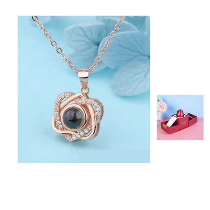 Hot Valentine's Day Gifts Metal Rose Jewelry Gift Box Necklace For Wedding Girlfriend Necklace Gifts