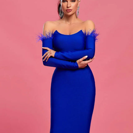 Long Sleeve Feather Women's Clothing Dress