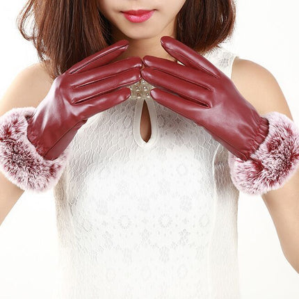 Ladies Plus Velvet Thick Warmth Touch Screen Gloves
