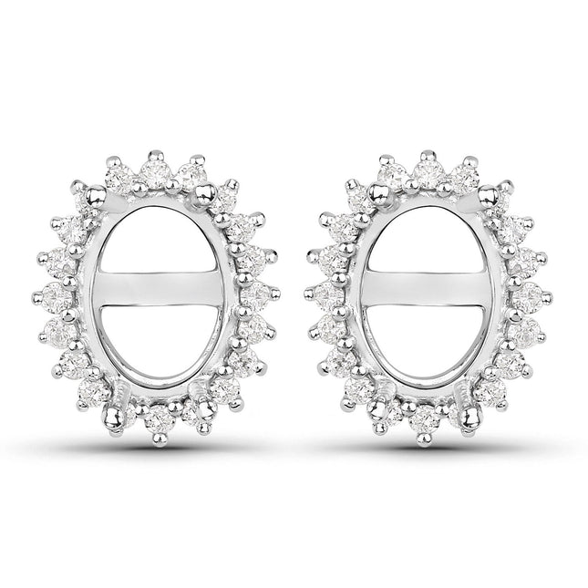 0.26 Carat Genuine White Diamond 14K White Gold Earrings