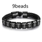 Nine beads bracelet black / 21.5cm