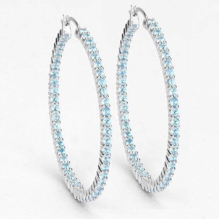 3.60 Carat Genuine Swiss Blue Topaz .925 Sterling Silver Earrings