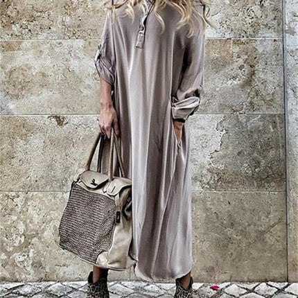 Plus Size Boho Long Sleeve Women's Hooded Dress